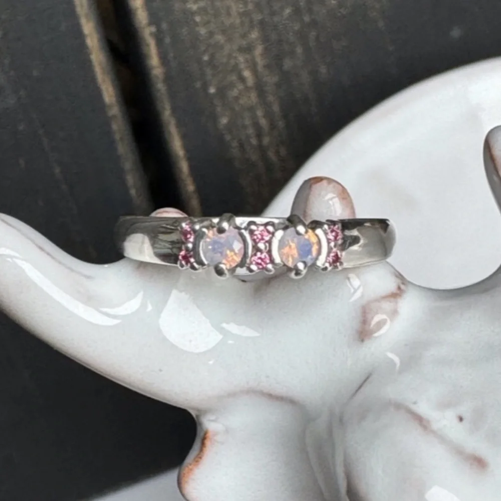 Opal & Pink CZ Ring NWOT